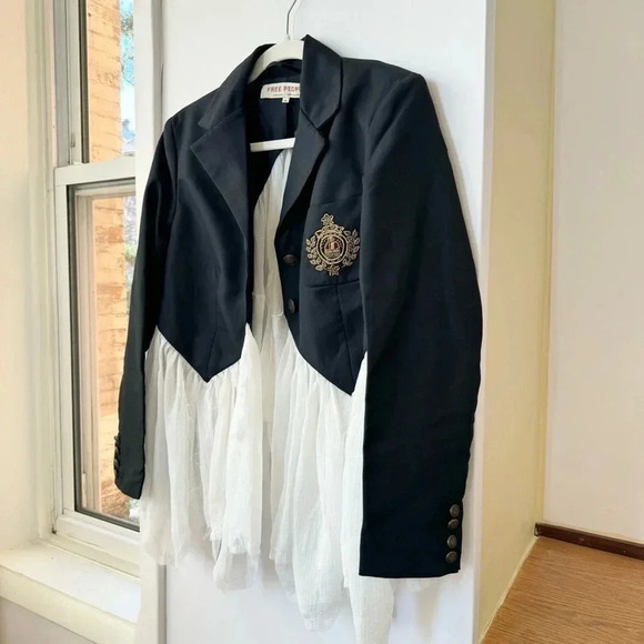 NWT Free People Ballet School Blazer Jacket Ruffle Embroidered Collared Medium - Picture 7 of 15